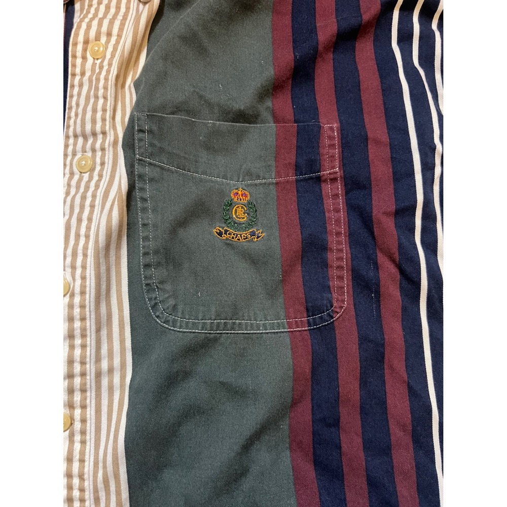 Vintage Chaps Ralph Lauren Striped Button Down Shirt Mens Large Multi Color - Picture 2 of 4